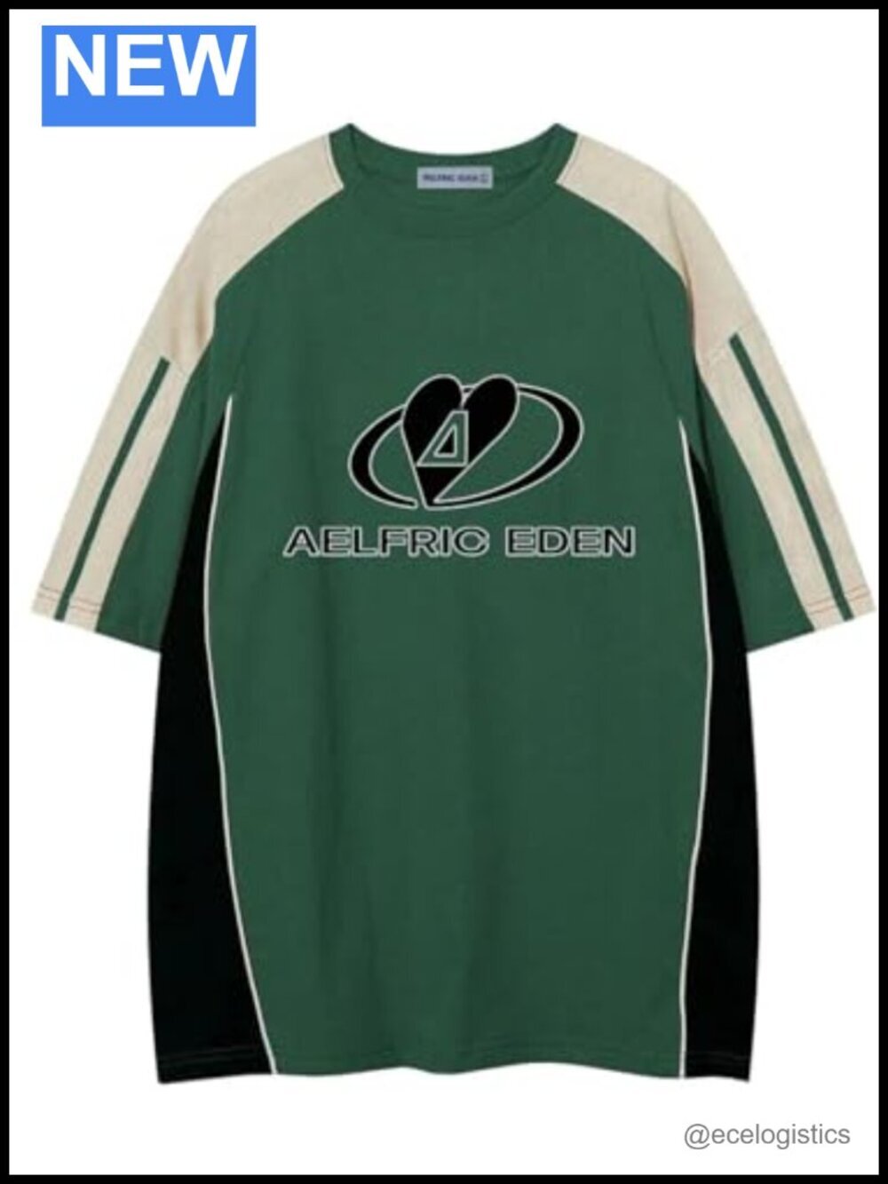 Oversized Graphic Racing Tee Streetwear Tshirt Patchwork